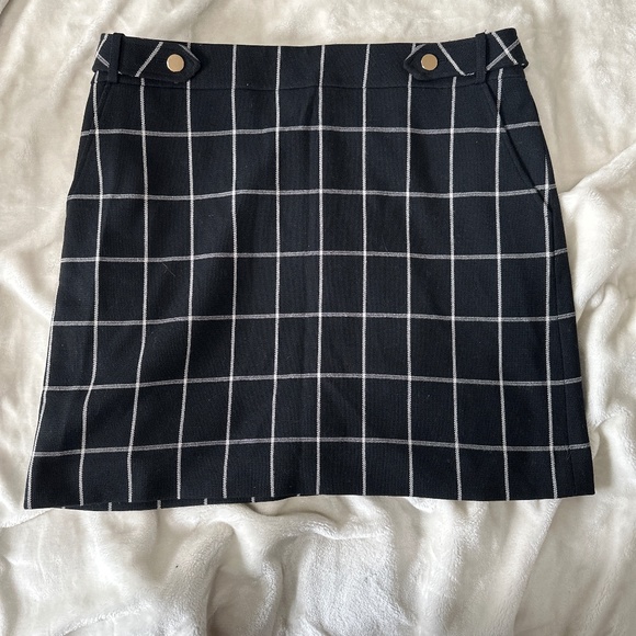 Black Plaid Mini Skirt with Gold Detail - Picture 1 of 3
